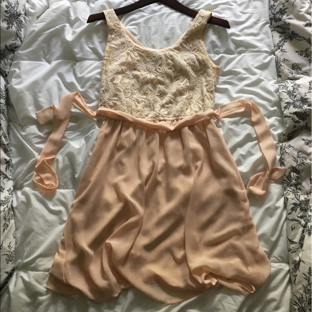 forever21 cream and blush lace dress